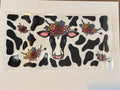 Black and White Cow w/ Florals