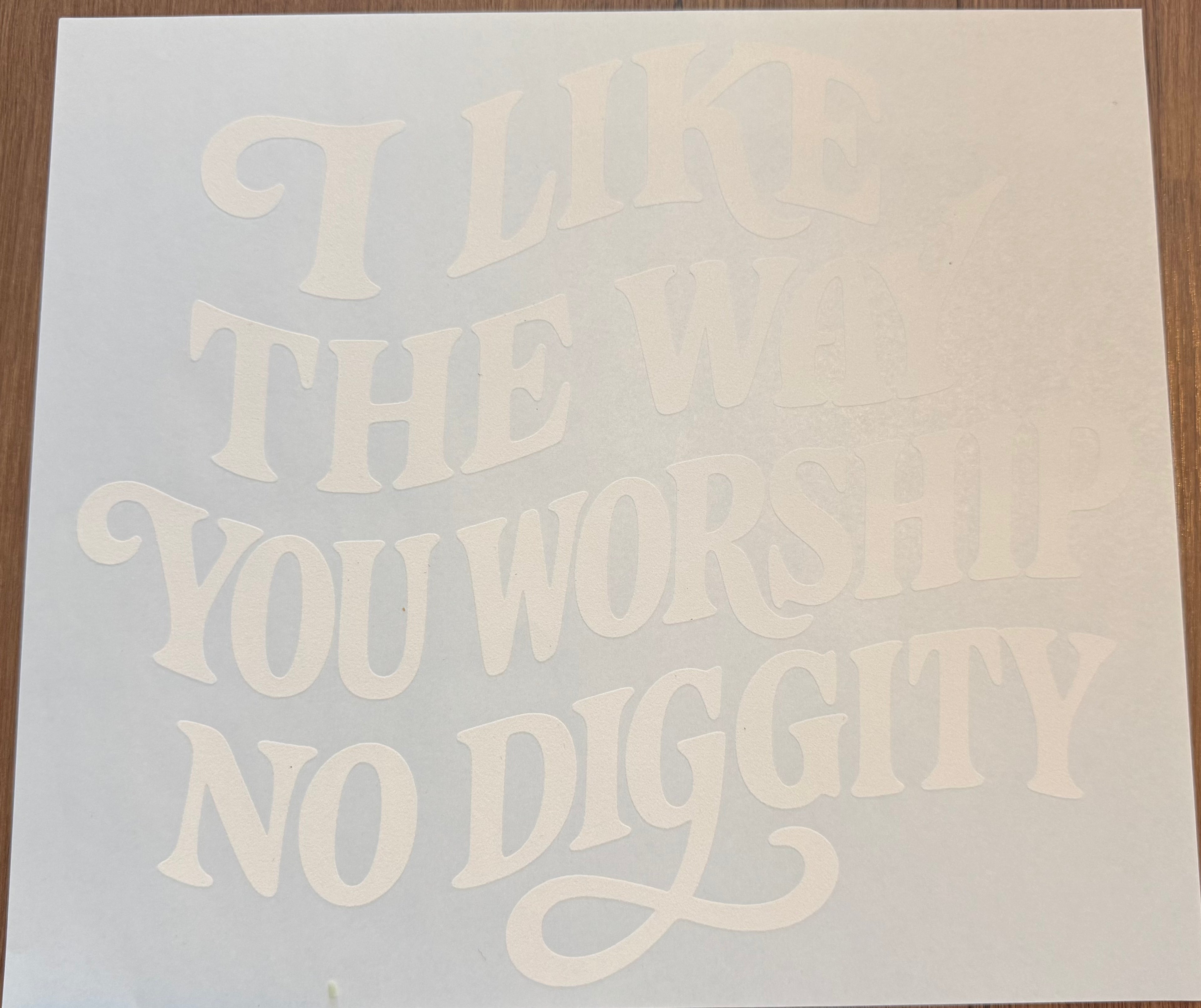 I like the way you worship no diggity