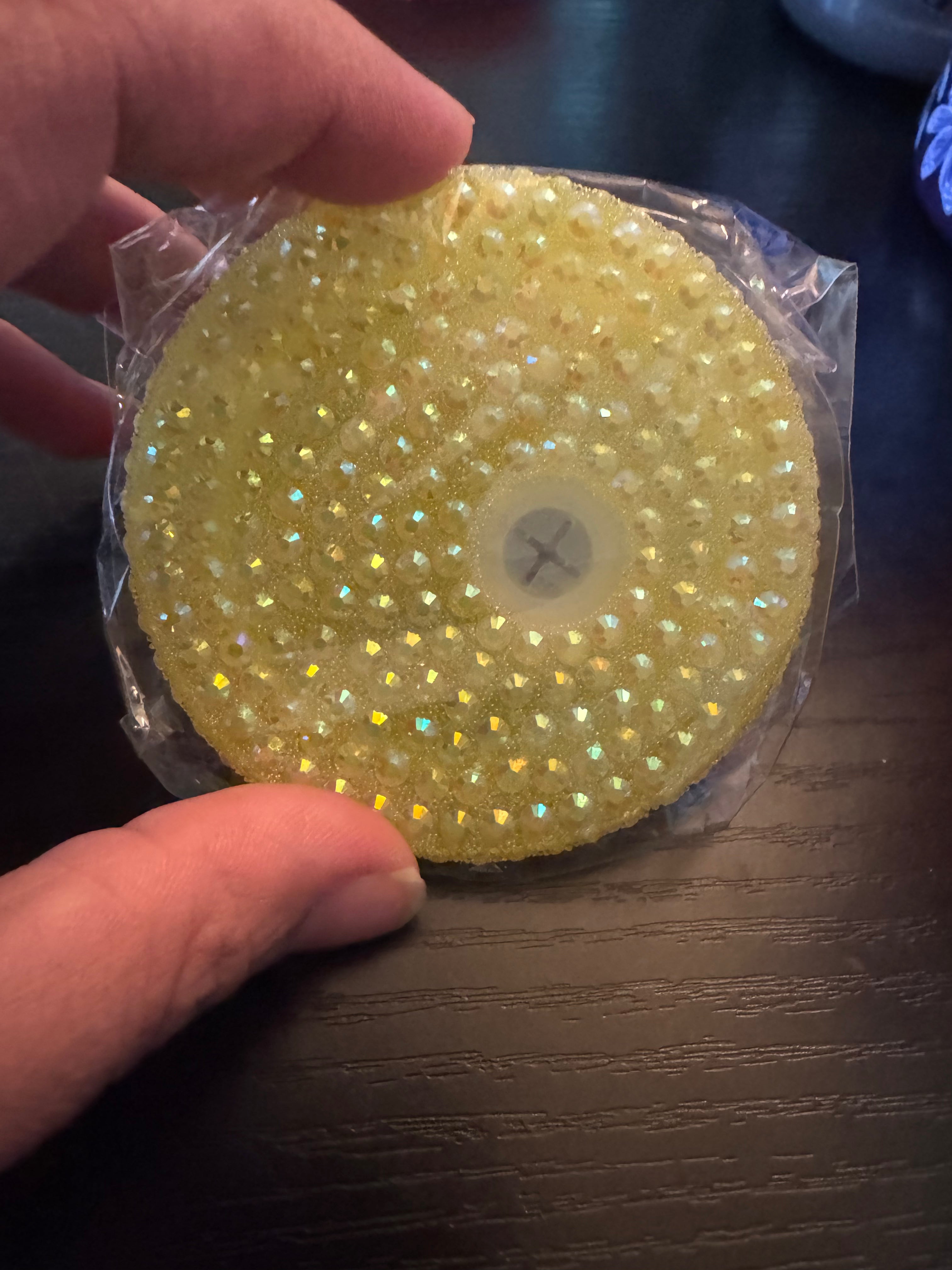 Yellow rhinestone lid