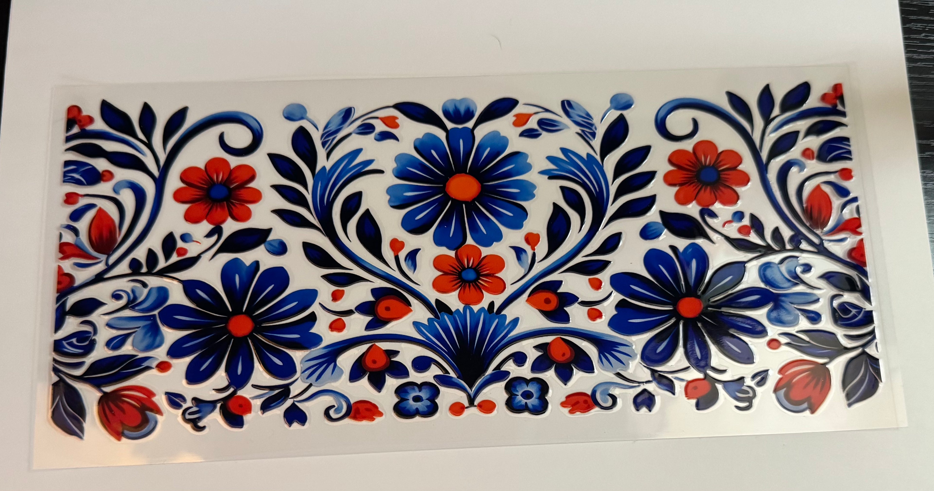 Blue and red floral