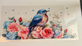 Blue bird and roses