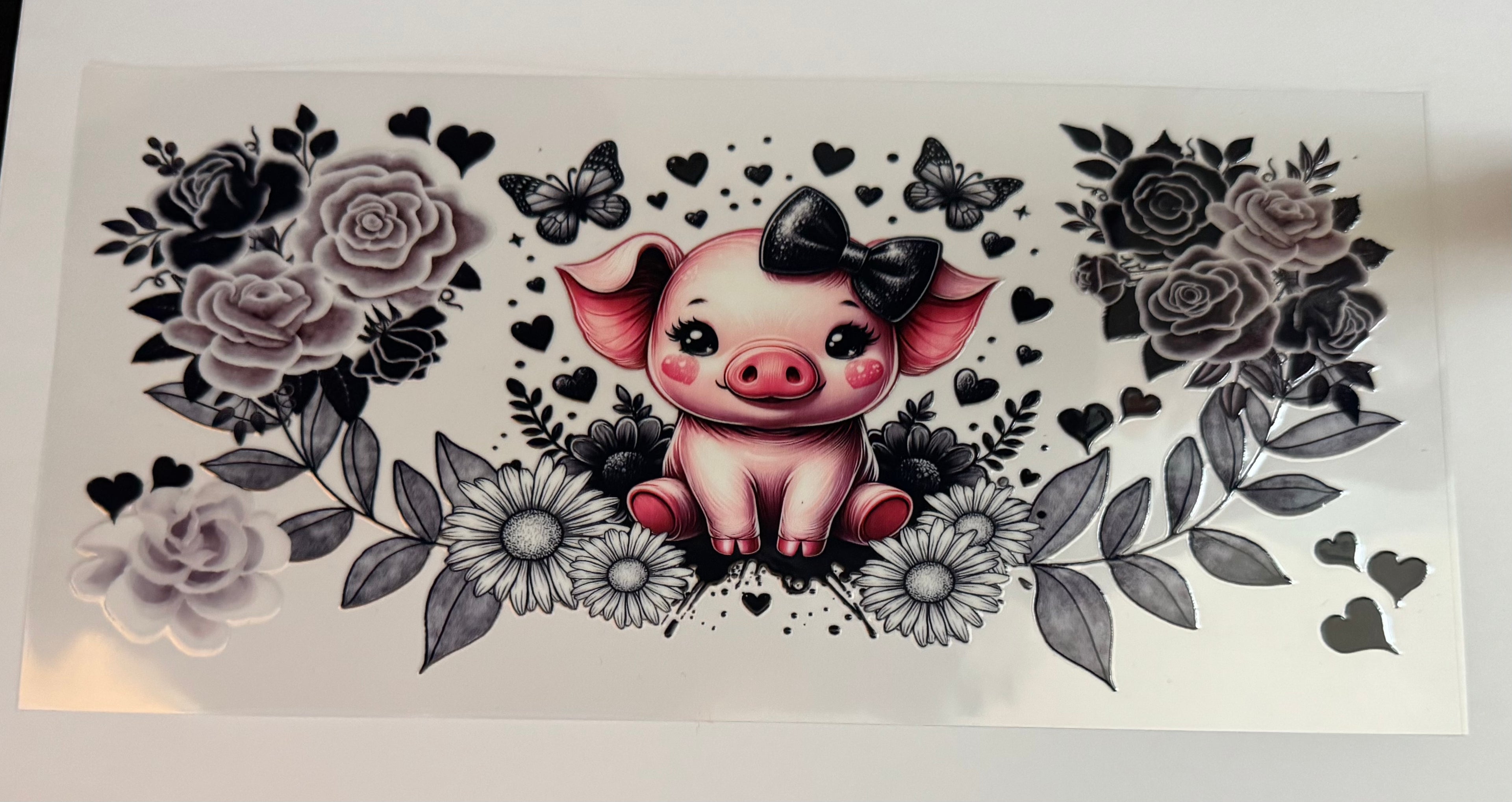 Pig with black flowers
