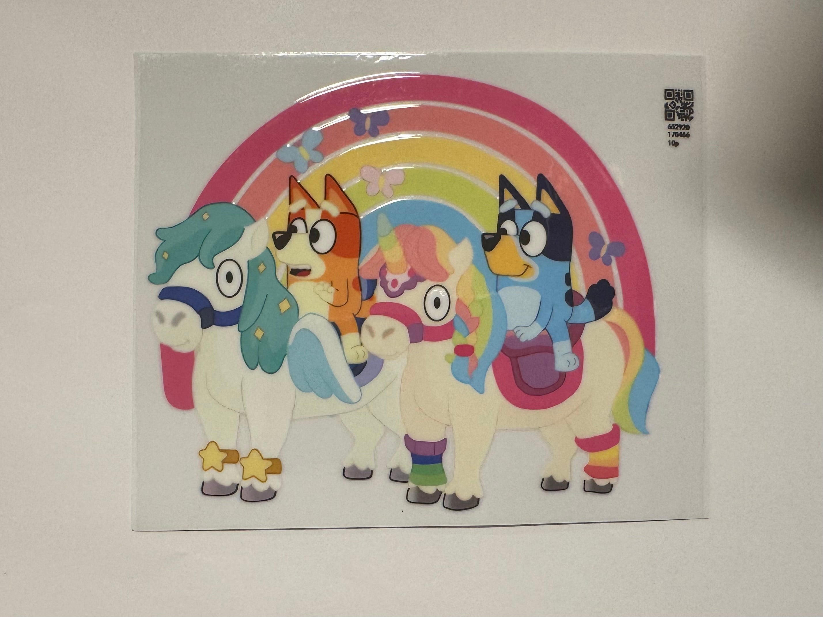 Bluey unicorns and rainbow